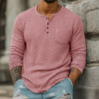 Men's Classic Casual Ribbed Henley Neck Long-sleeved T-shirt MTA2411L1K