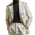 Men's Retro Casual Striped Double-Breasted Blazer MTA2470L9TO