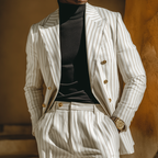 Men's Retro Casual Striped Double-Breasted Blazer MTA2470L9TO