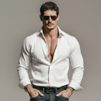 Men's Classic Casual And Stylish Textured Cotton Blend Long-sleeved Shirt MTA2656L9K