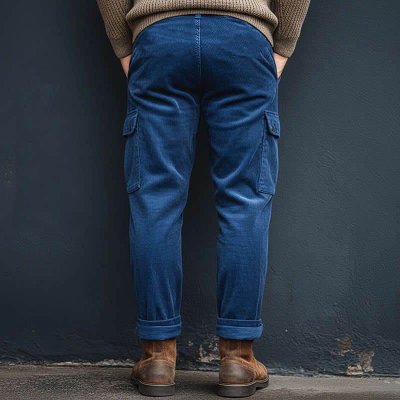 Men's Classic Royal Blue Corduroy Cargo Pants MTA0154K1U