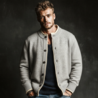Men's Classic Stylish Color-block Imitation Two-piece Button-up Knitted Cardigan MTA2635L2U